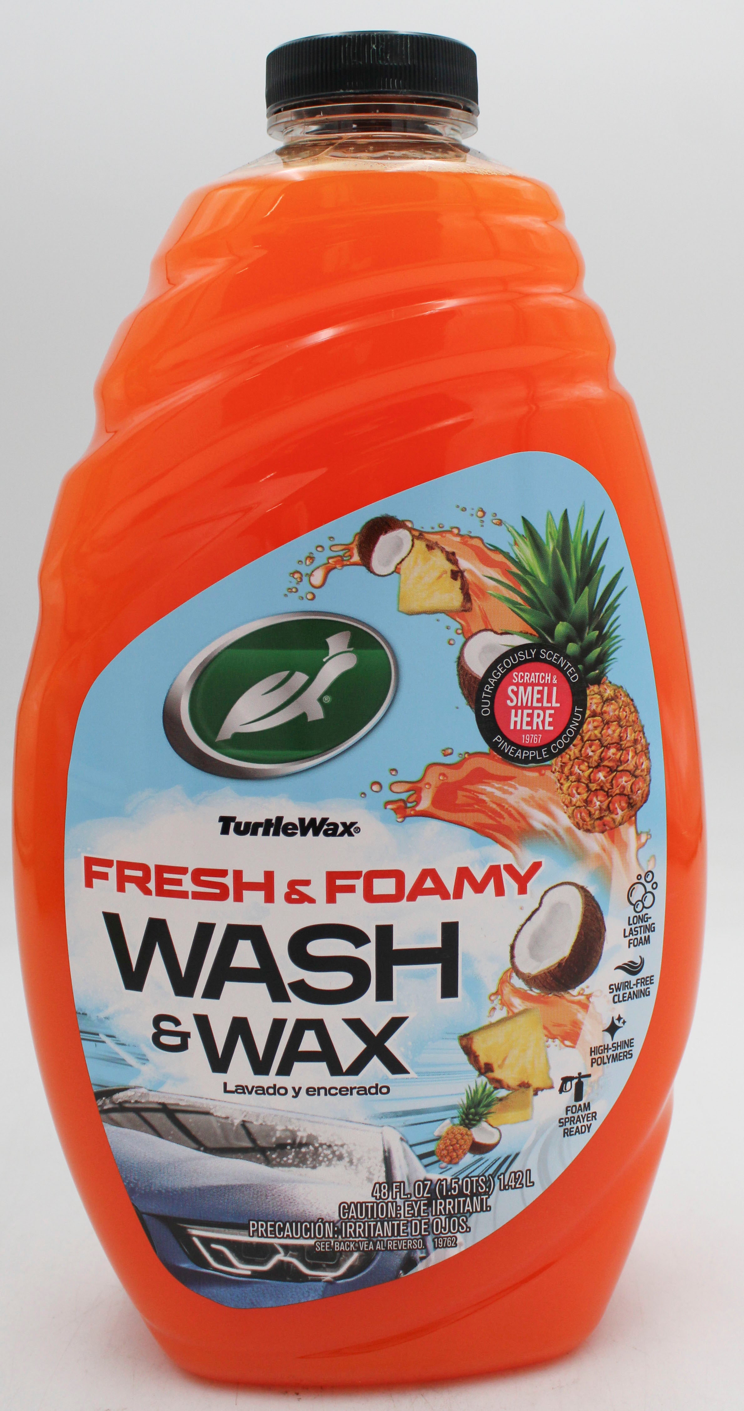SP TURTLE WAX FRESH & FOAMY WASH & WAX 48oz PINEAPPLE COCONUT
