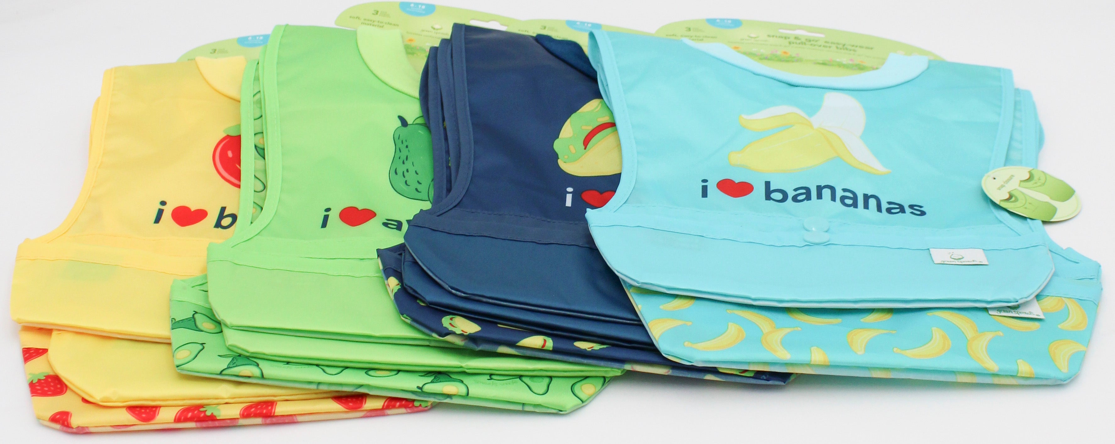 O2COOL 3PK SNAP & GO EASY-WEAR PULL-OVER BIB -ASSORTED 6-18 MO