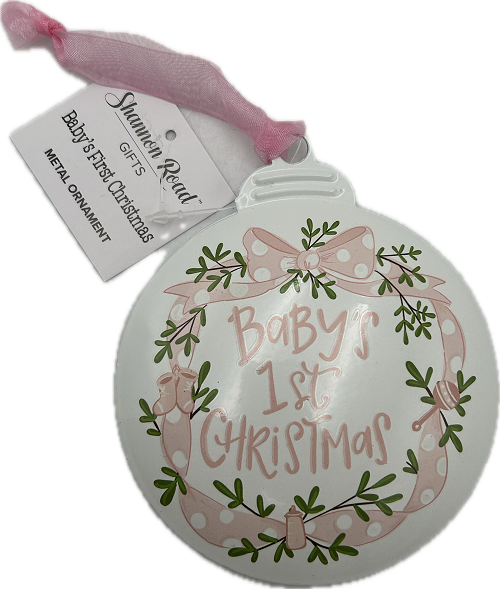 BABY 1ST CHRISTMAS METAL ORNAMENT - PINK