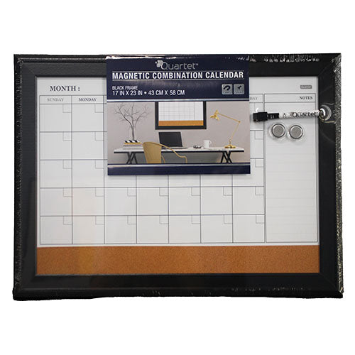 QUARTET DRY ERASE MAGNETIC CALENDAR 17"X23" BLACK FRAME