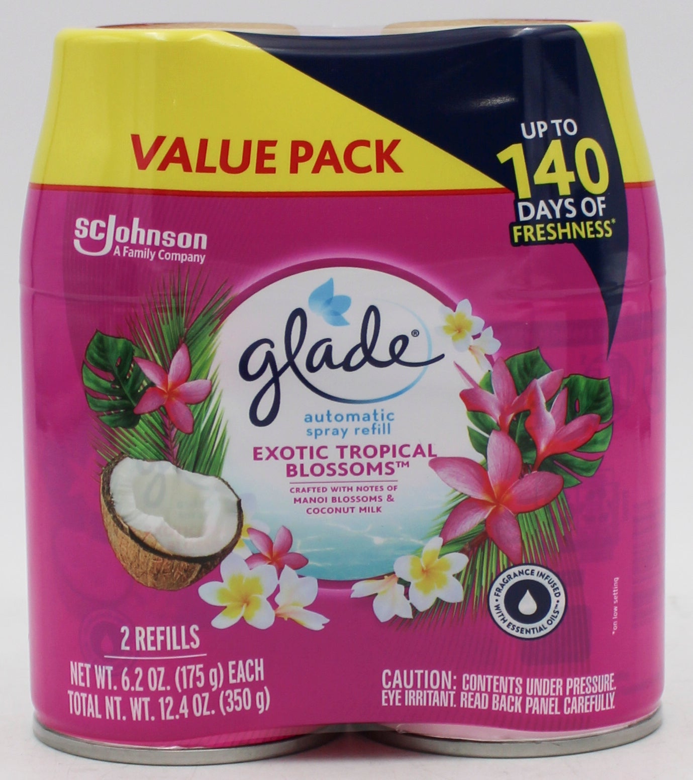 SP GLADE AUTOMATIC SPRAY  2 REFILLS 6.2oz EXOTIC TROPICAL BLOSSOMS