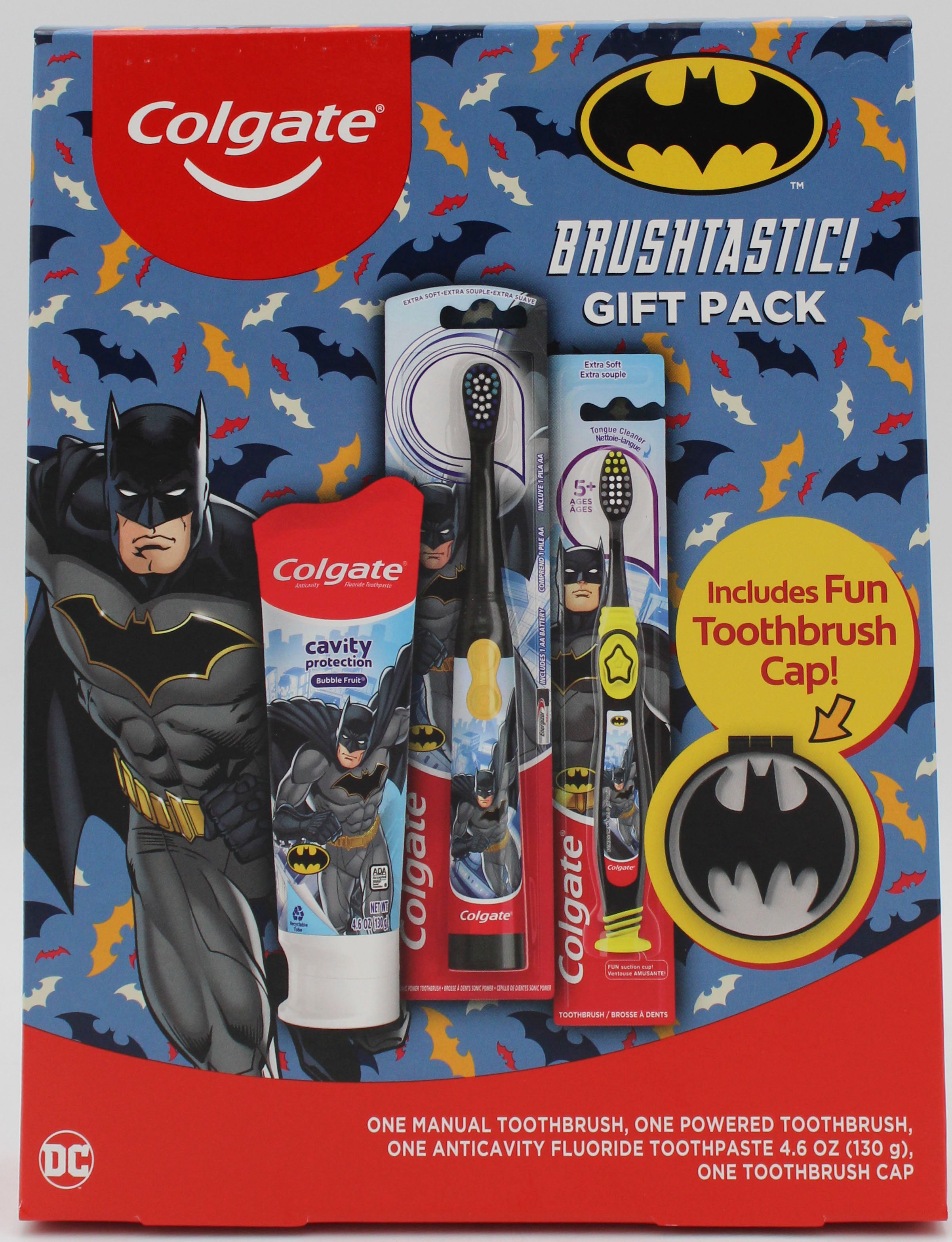 COLGATE KIDS BATMAN GIFT SET 3pc - TOOTHBRUSH, TOOTHPASTE, CAP NI