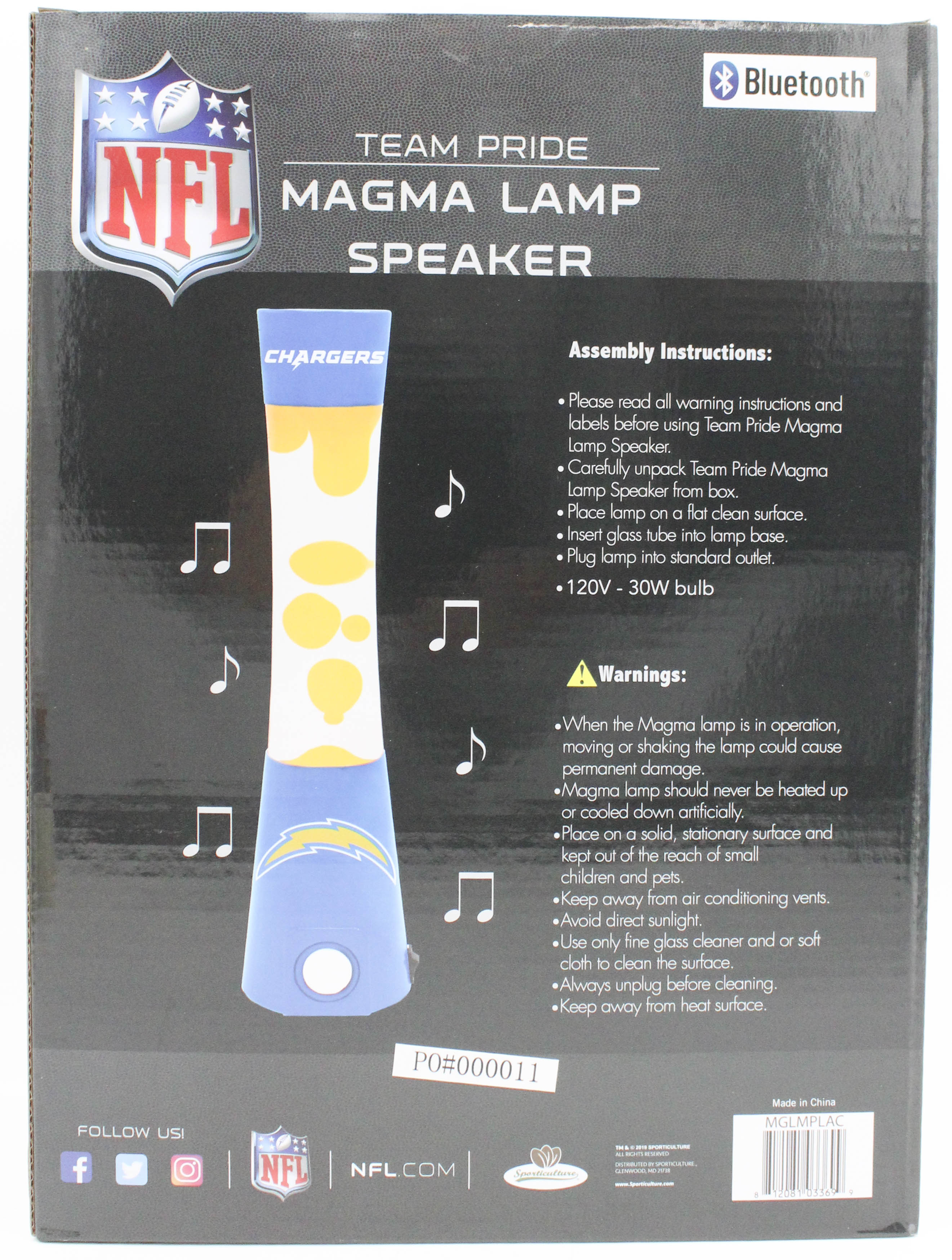 LOS ANGELES CHARGERS LAVA LAMP SPEAKER 16.5"