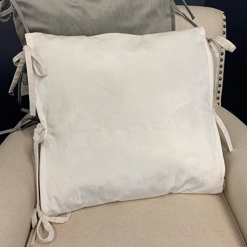 WHITE SIDE TIES 18" PILLOW COVER