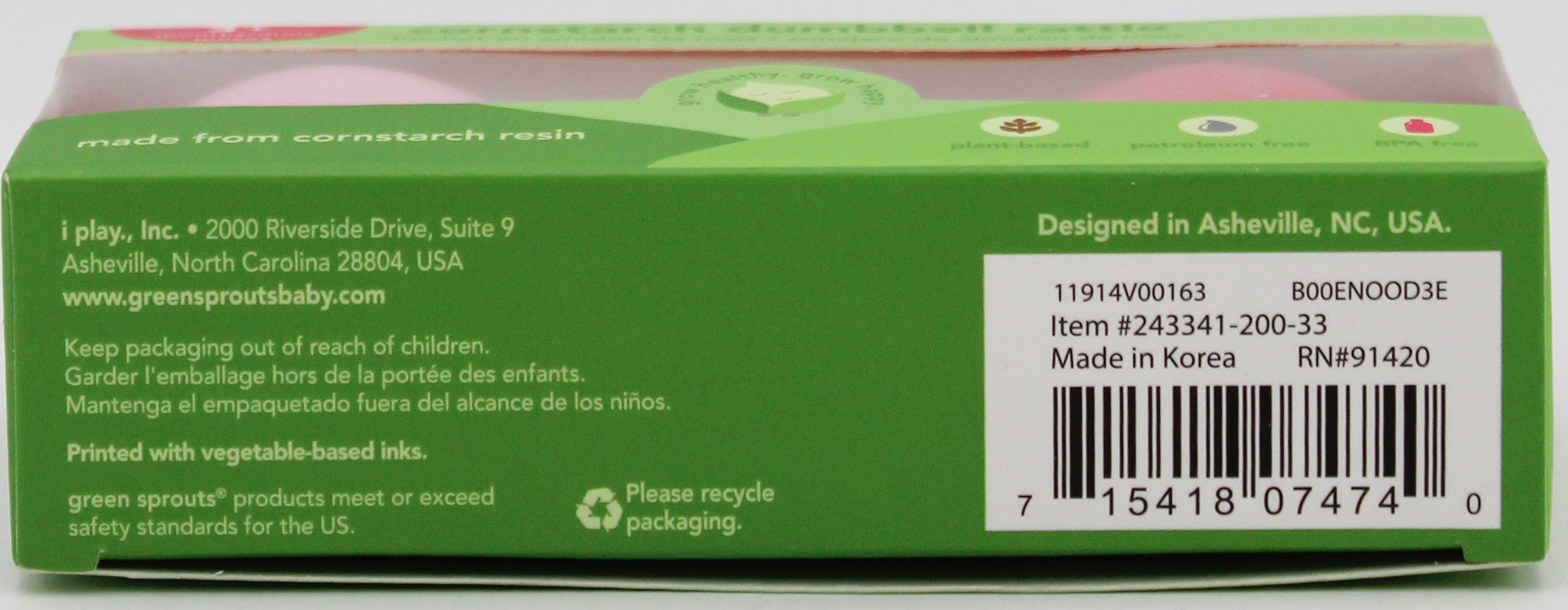 O2COOL CORNSTARCH DUMBBELL RATTLE - PINK - 3MO+ NI