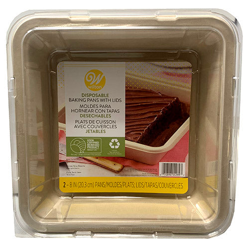 DSPSBL SQ.BAKING PAN 8"/2CT W/LIDS.