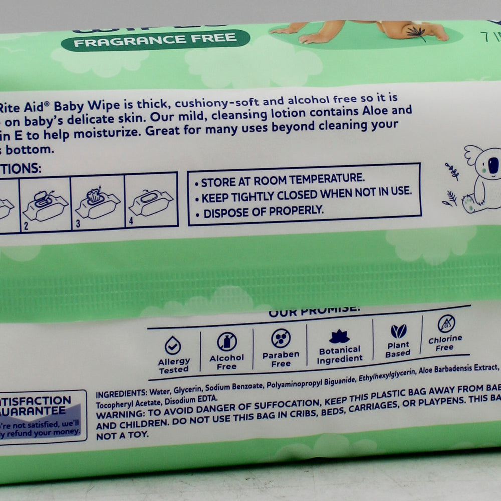 RITE AID BABY WIPES FRAGRANCE FREE 72CT EXP 4/2027