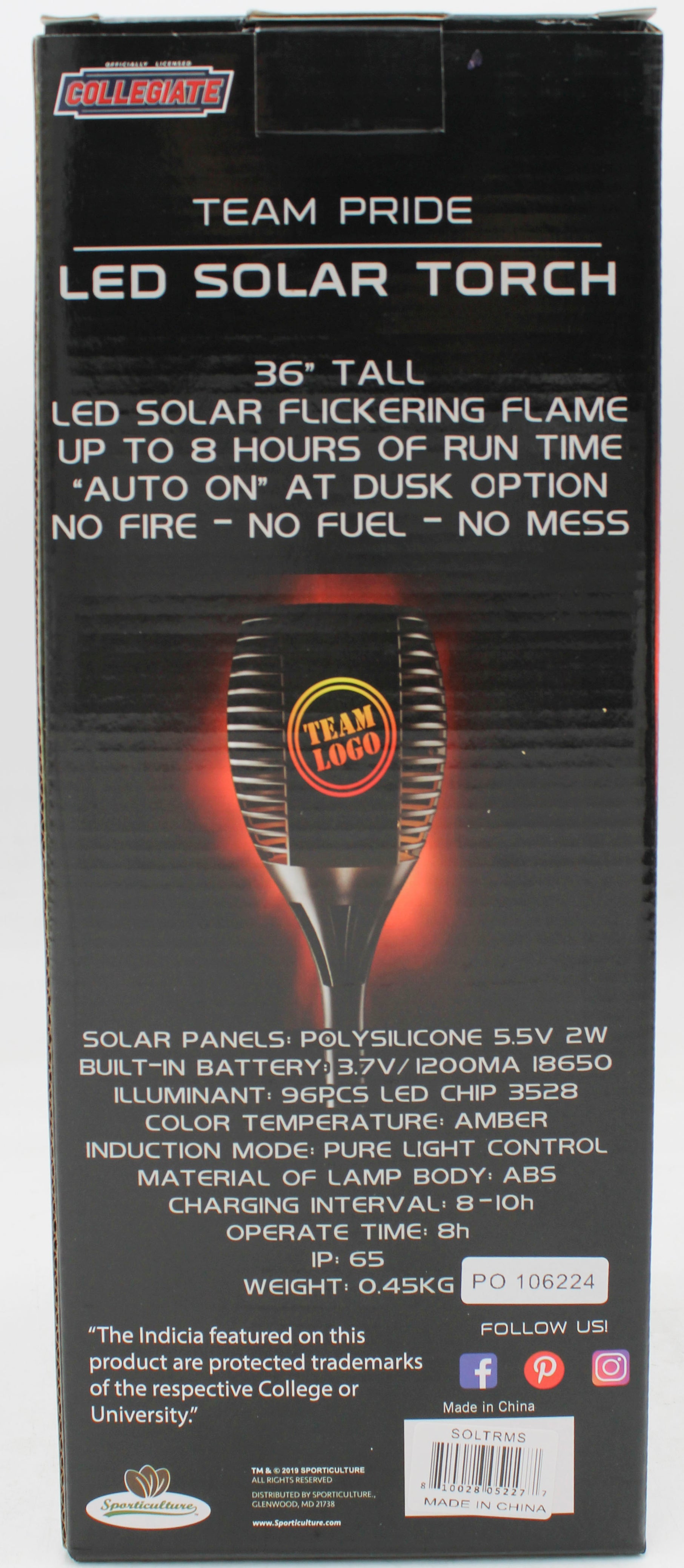 NCAA MISSISSIPPI OLE MISS LED SOLAR TORCH  36"
