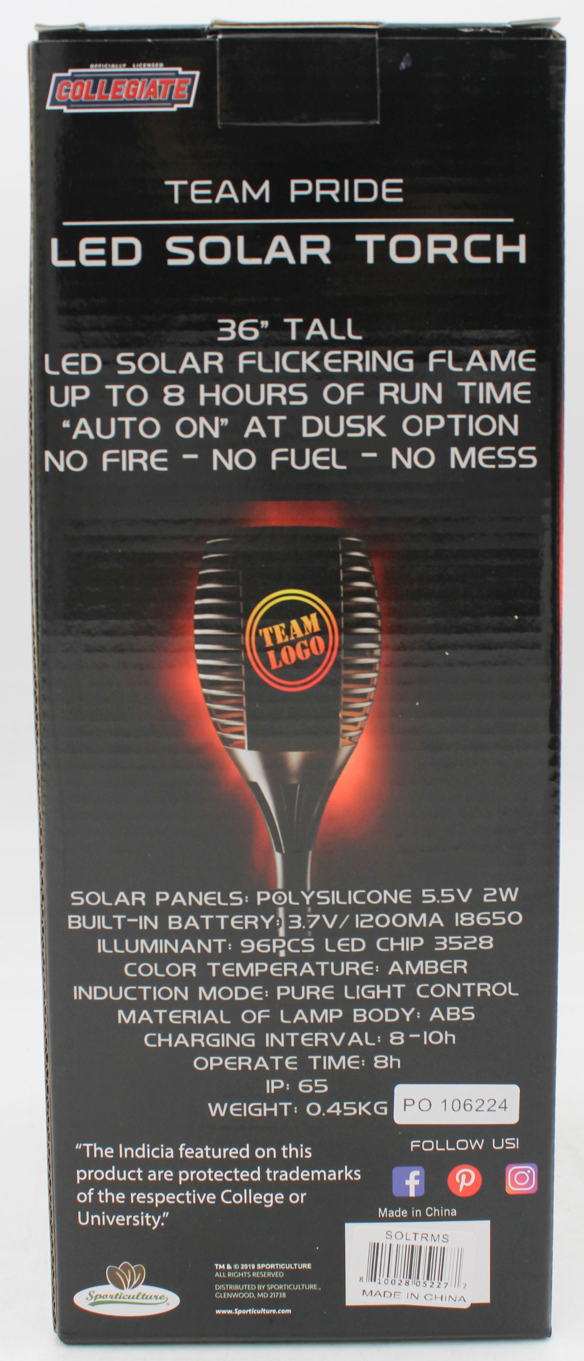 MISSISSIPPI OLE MISS LED SOLAR TORCH  36"