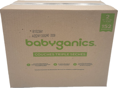 BABYGANICS BOX DIAPERS 152CT SIZE 2 US