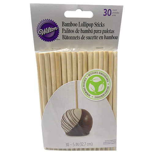 SP WILTON BAMBOO LOLLIPOP STICK 30CT 5IN