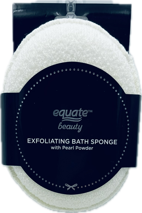 EQUATE BEAUTY EXFOLIATING BATH SPONGE WITH PEARL POWDER