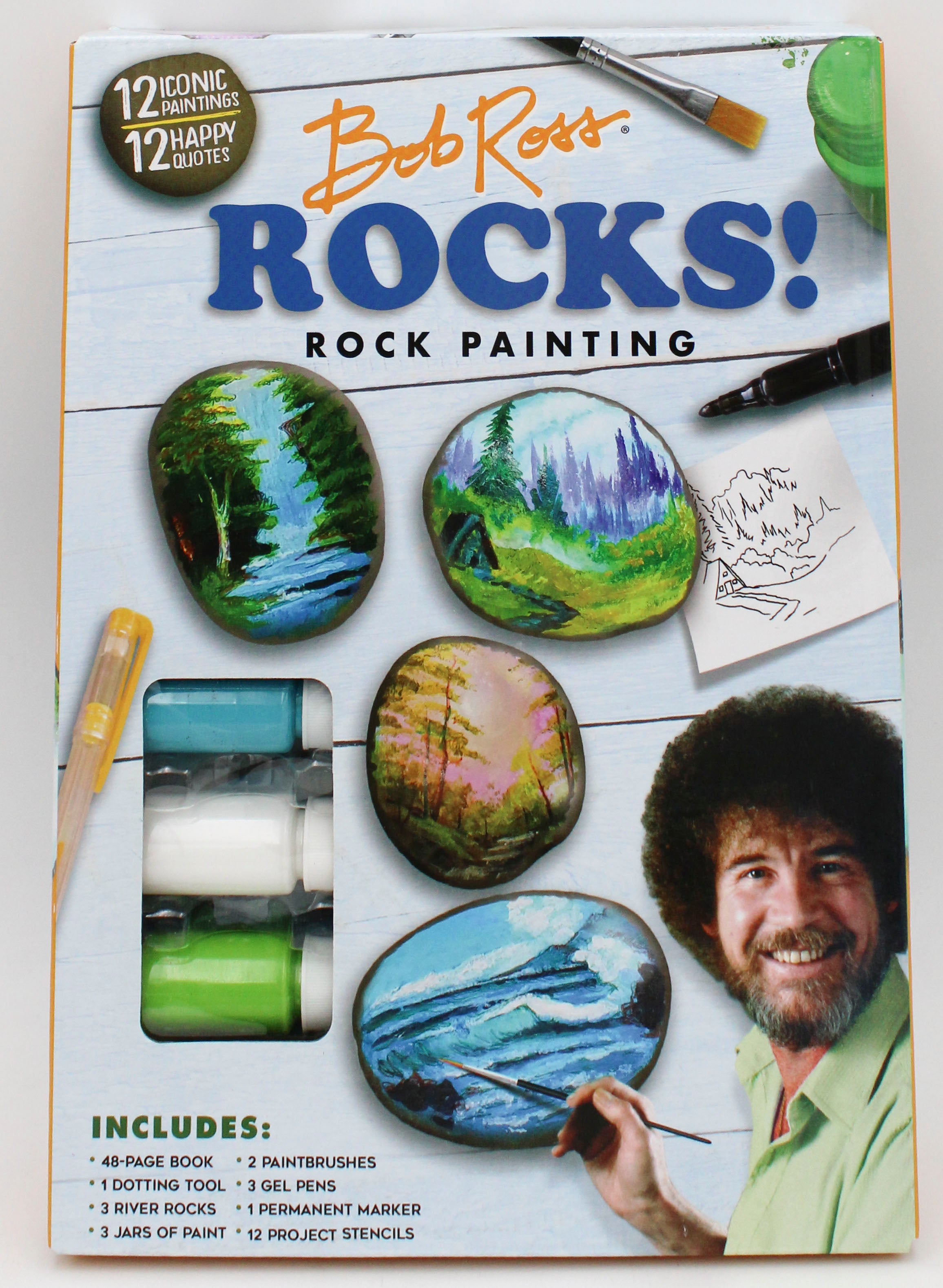 BOB ROSS ROCKS ROCK PAINTING KIT 48pg