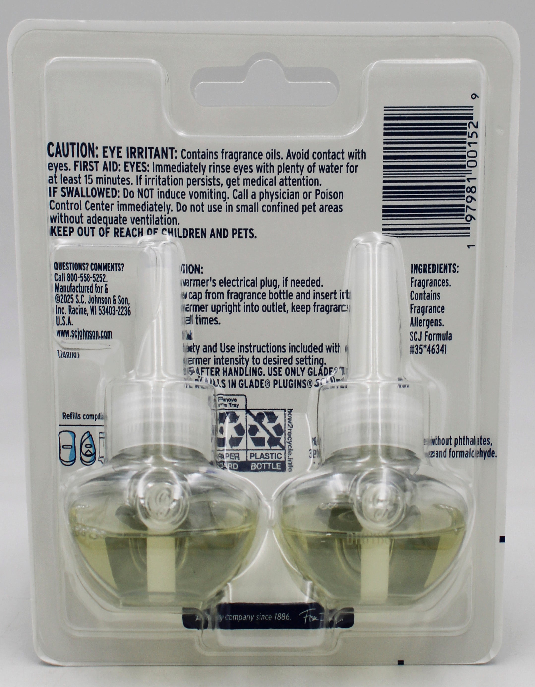 Glade PlugIns Scented Oil Bergamot & Eucalyptus 2 x 0.67oz