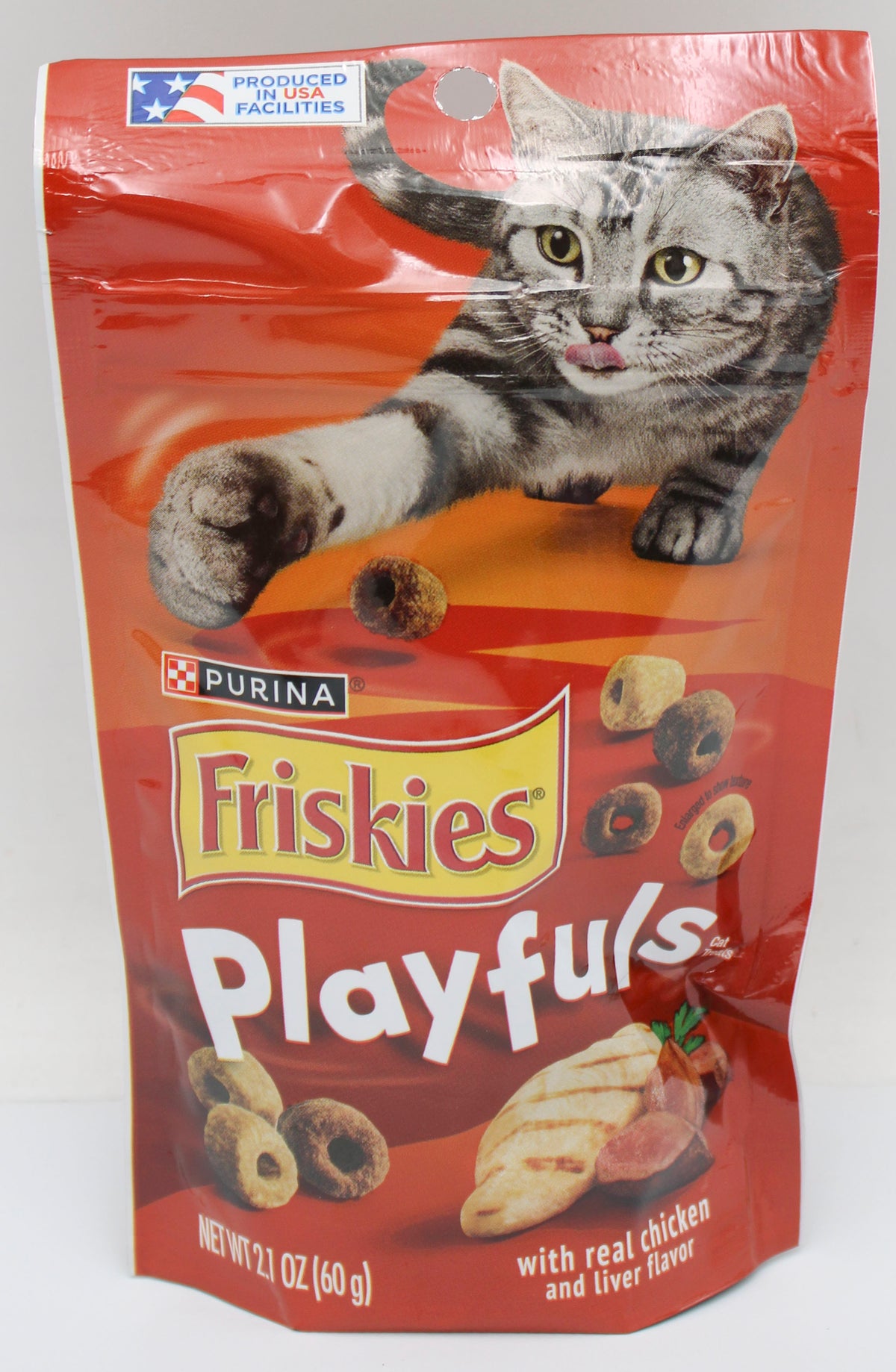 PURINA FRISKIES PLAYFULS CHICKEN & LIVER CAT TREATS 2.1oz. BB 2/28/27 NI