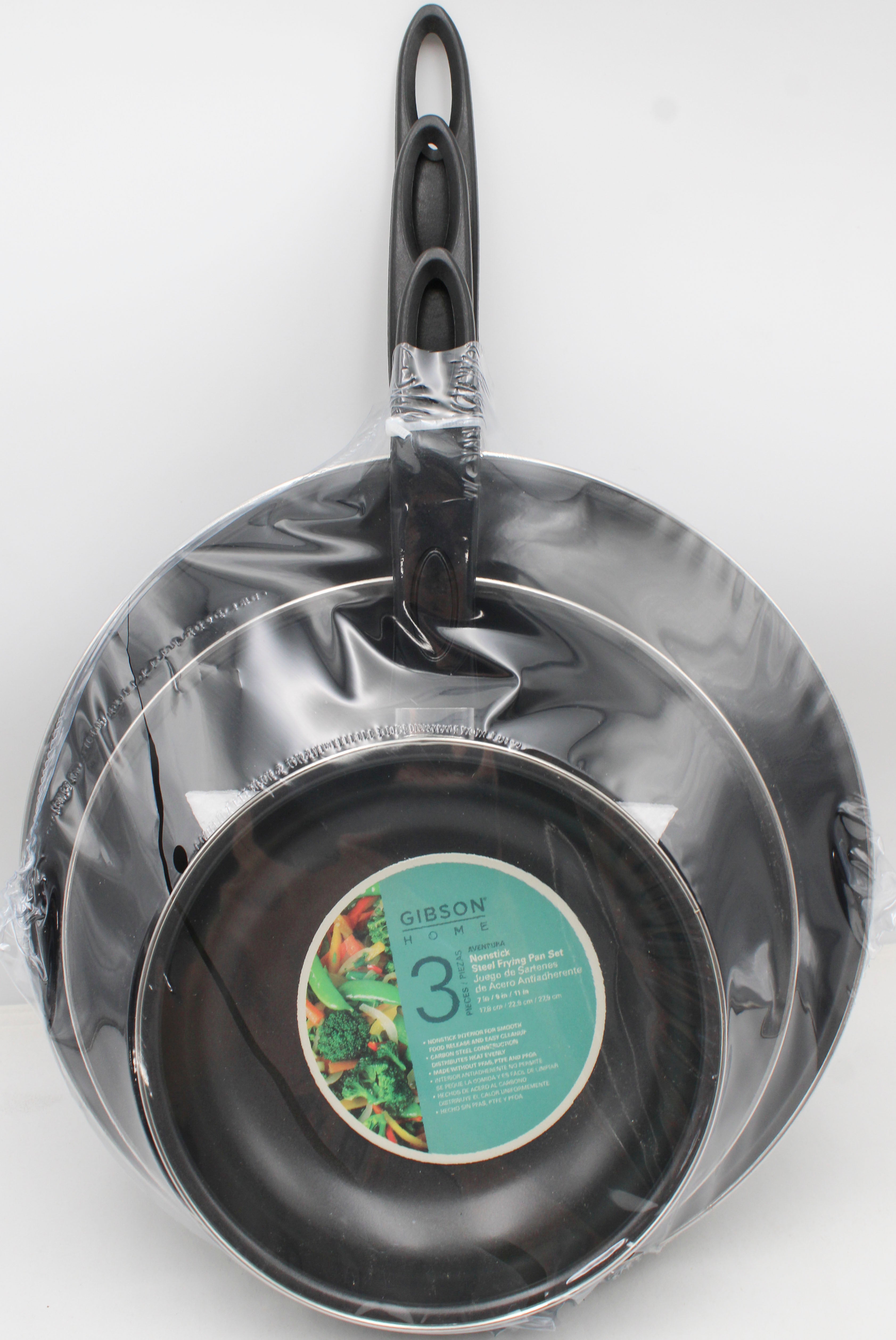 GIBSON AVENTURA 3pc FRYING PAN SET - BLACK NI