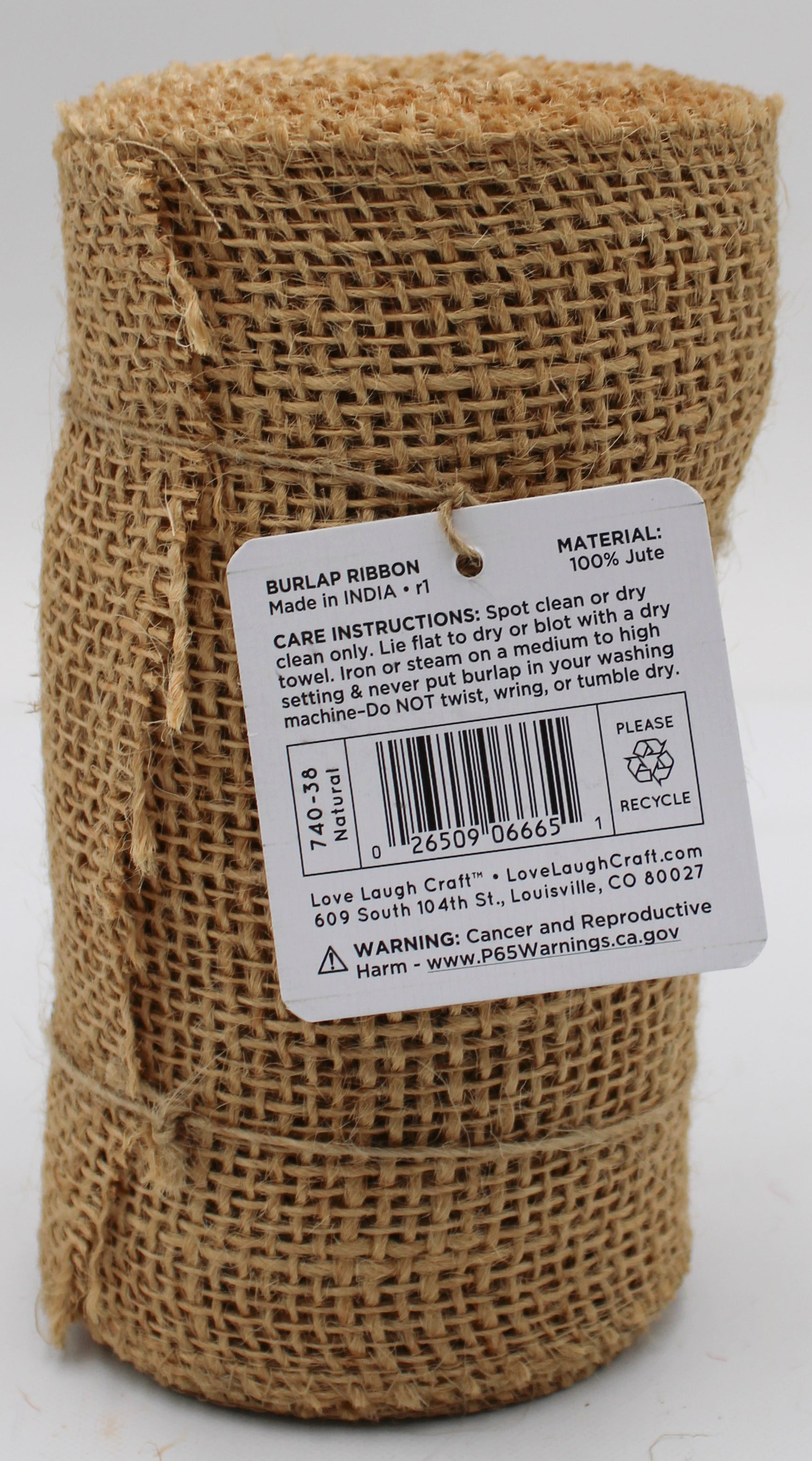 6 IN X 5 YD BURLAP RIBBON - NATURAL