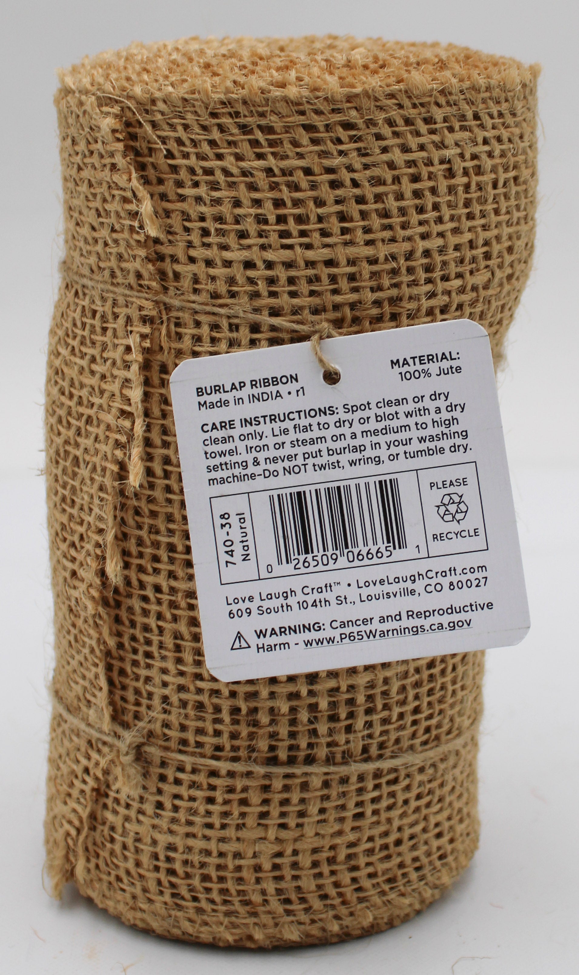 6 IN X 5 YD BURLAP RIBBON - NATURAL