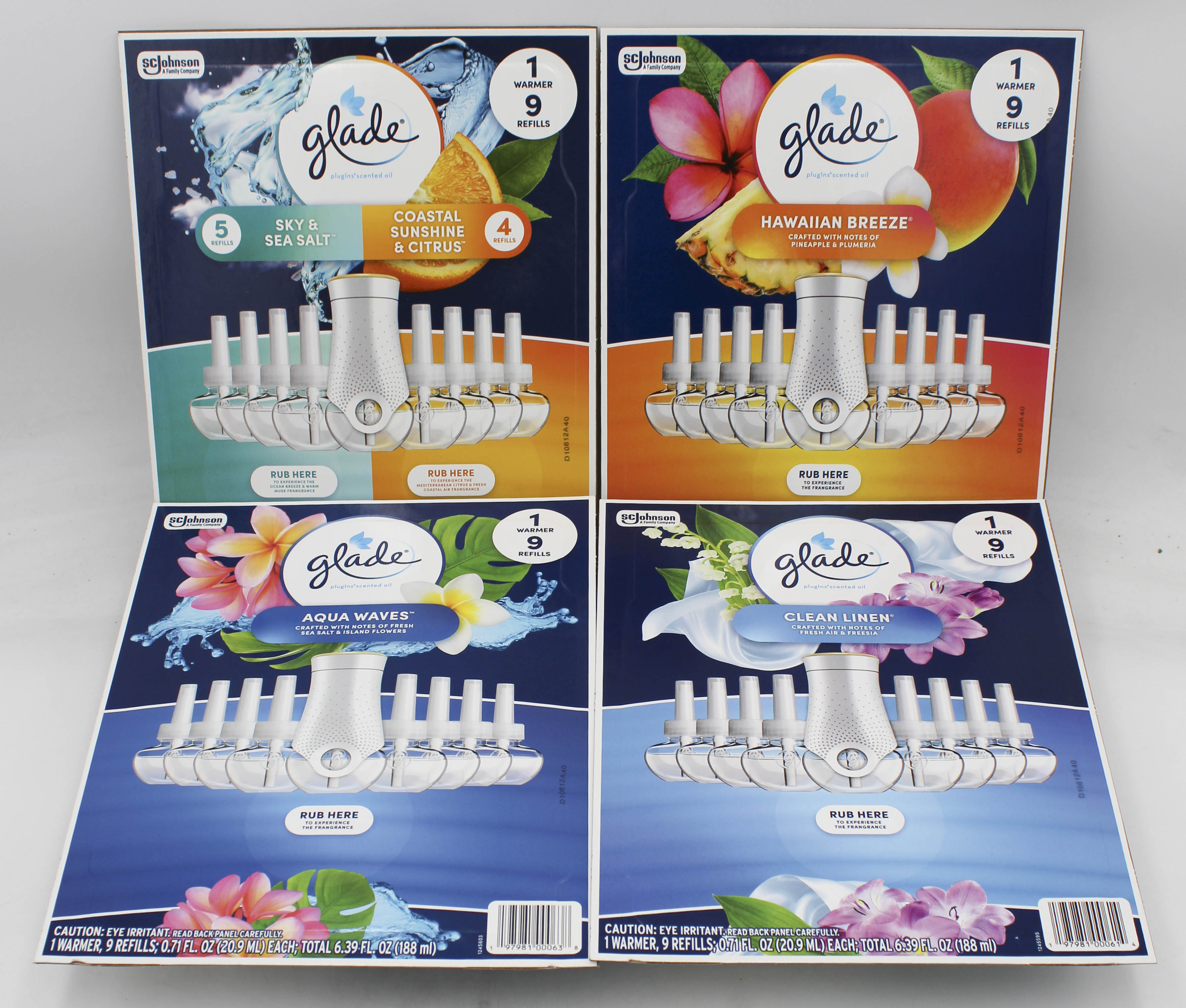 GLADE PLUGINS SCENTED OIL WARMER + 9 REFILLS 0.67floz MIXED PALLET US