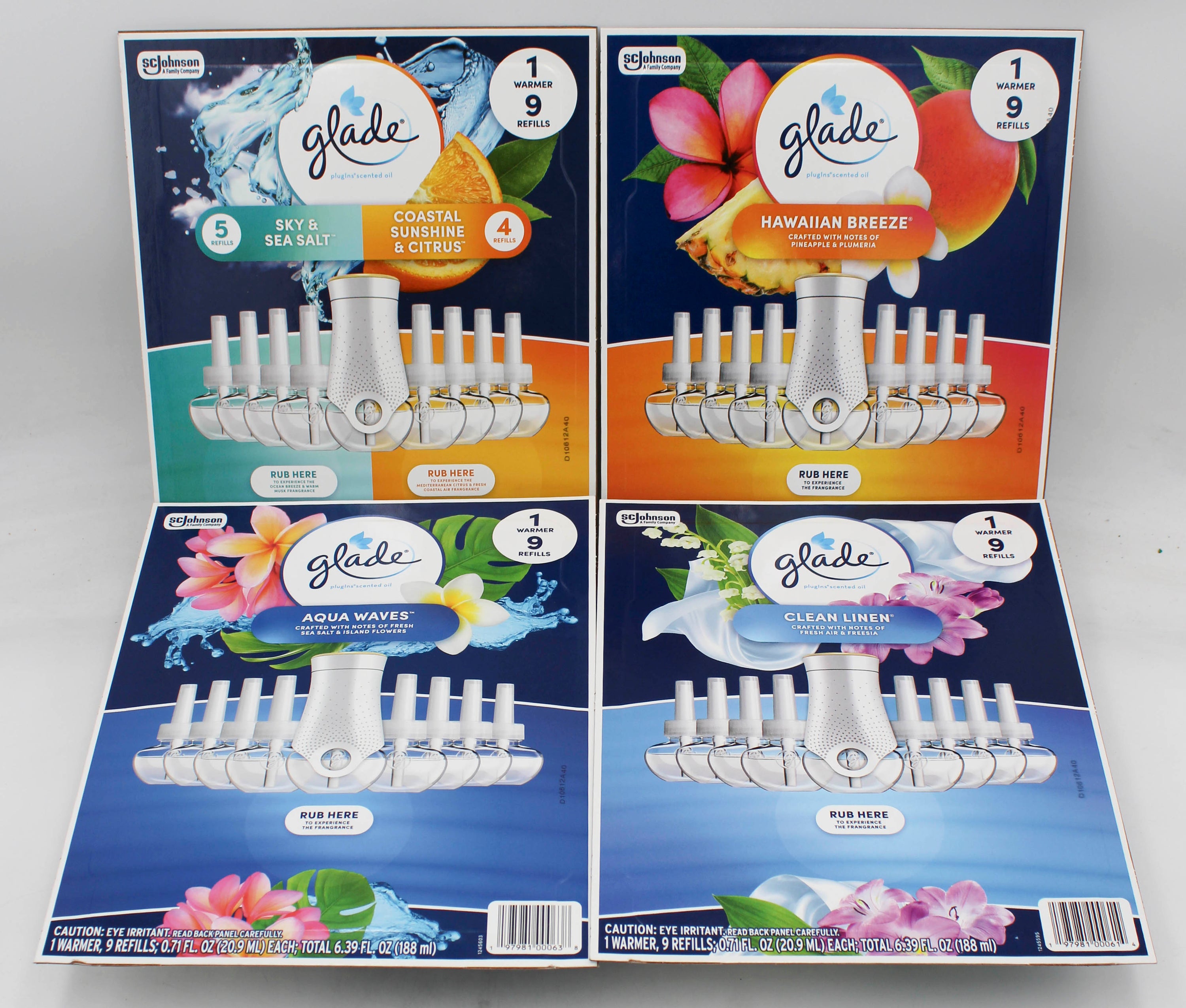 GLADE PLUGINS SCENTED OIL WARMER + 9 REFILLS 0.67floz MIXED PALLET US