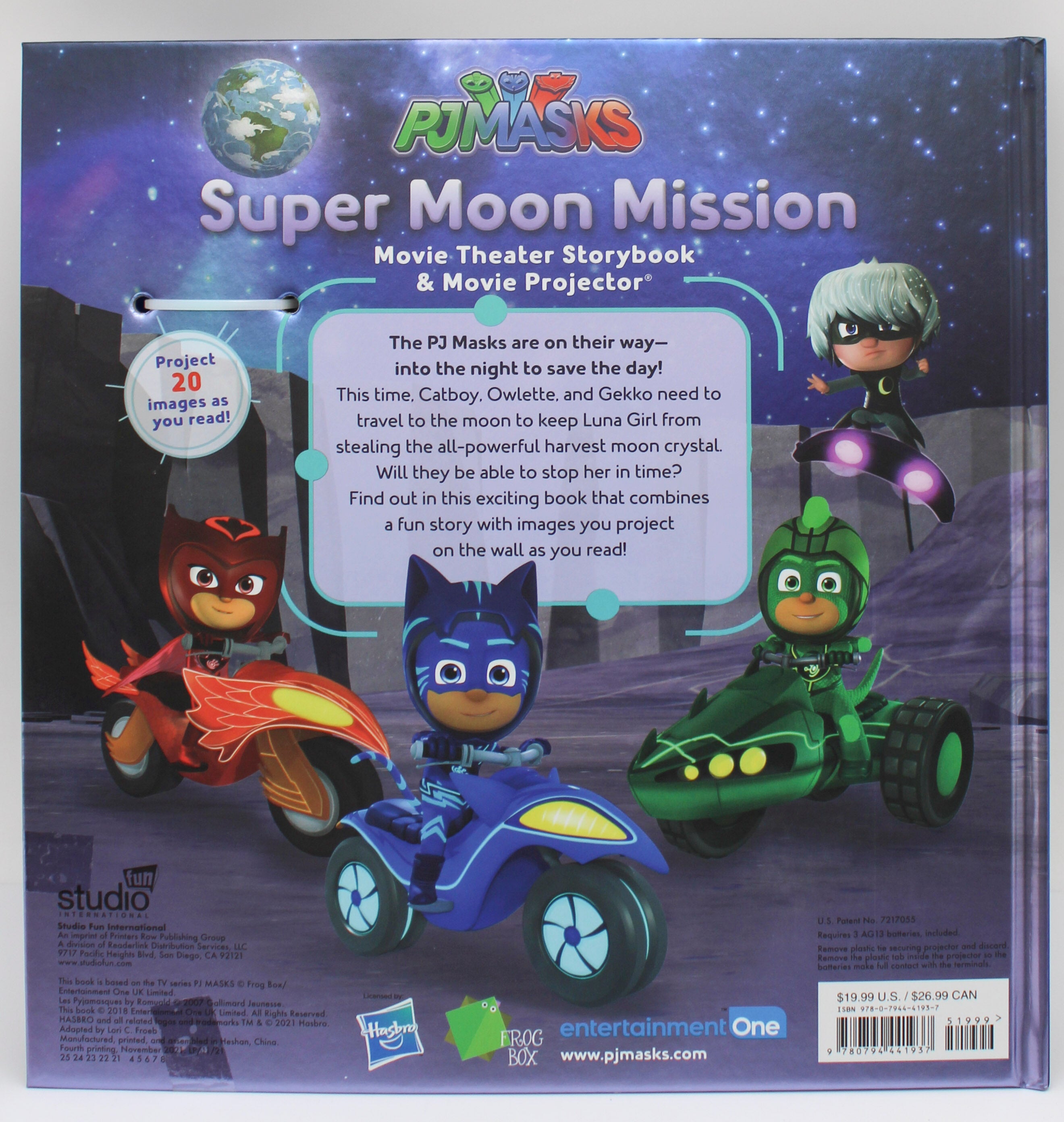 PJ MASKS HARDCOVER STORYBOOK AND MOVIE PROJECTOR: PAJAMA PARTY 32pg