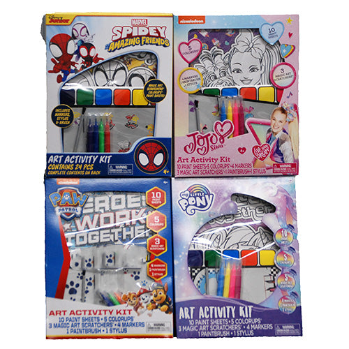 NICKELODEON LICENSED 7X9 ART ACT KIT(My Little Pony, Spidey and Friends, Jojo Siwa & Paw Patrol)