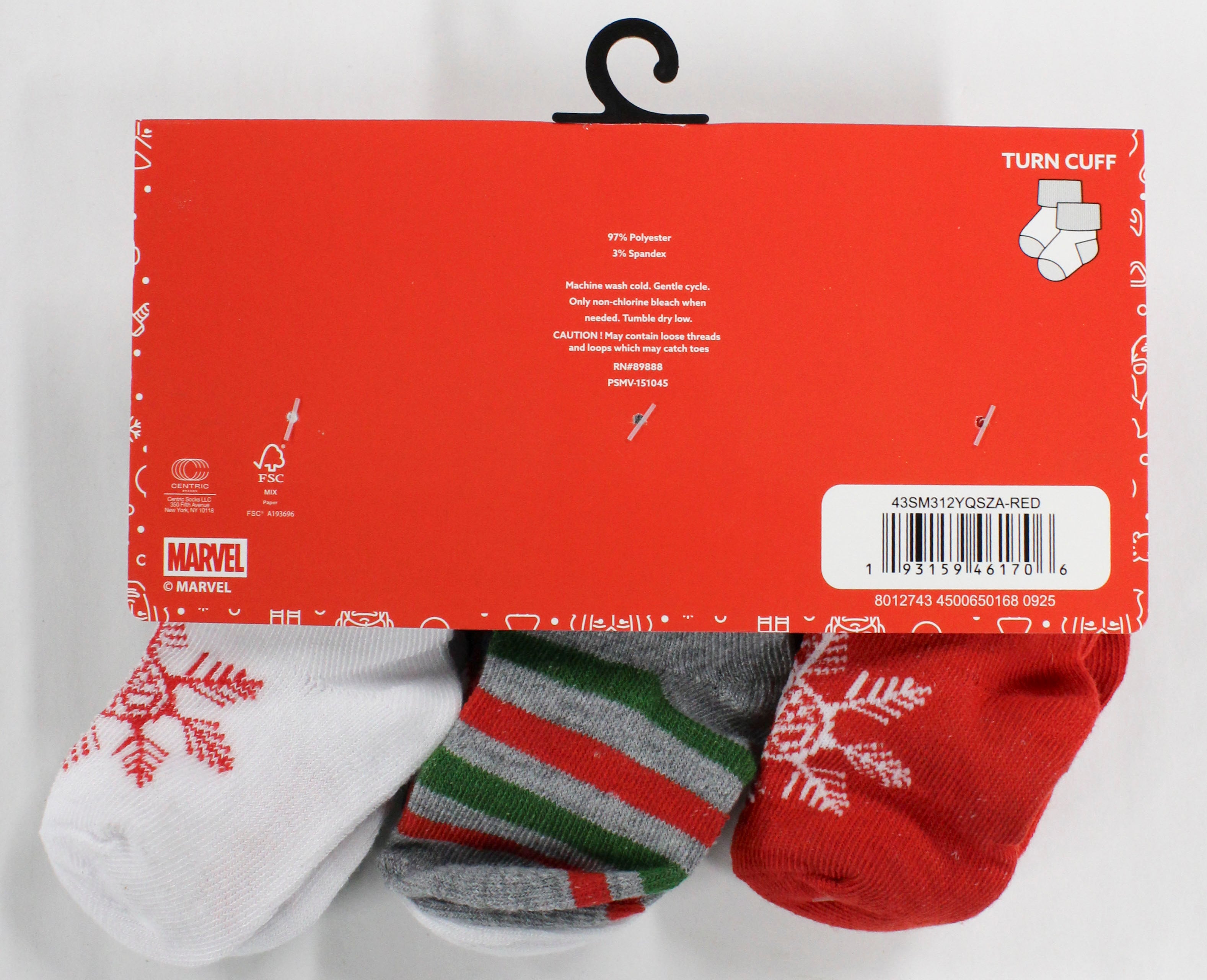 6pk 6-12m SPIDERMAN WEB CRAWLER TURN CUFF SOCKS