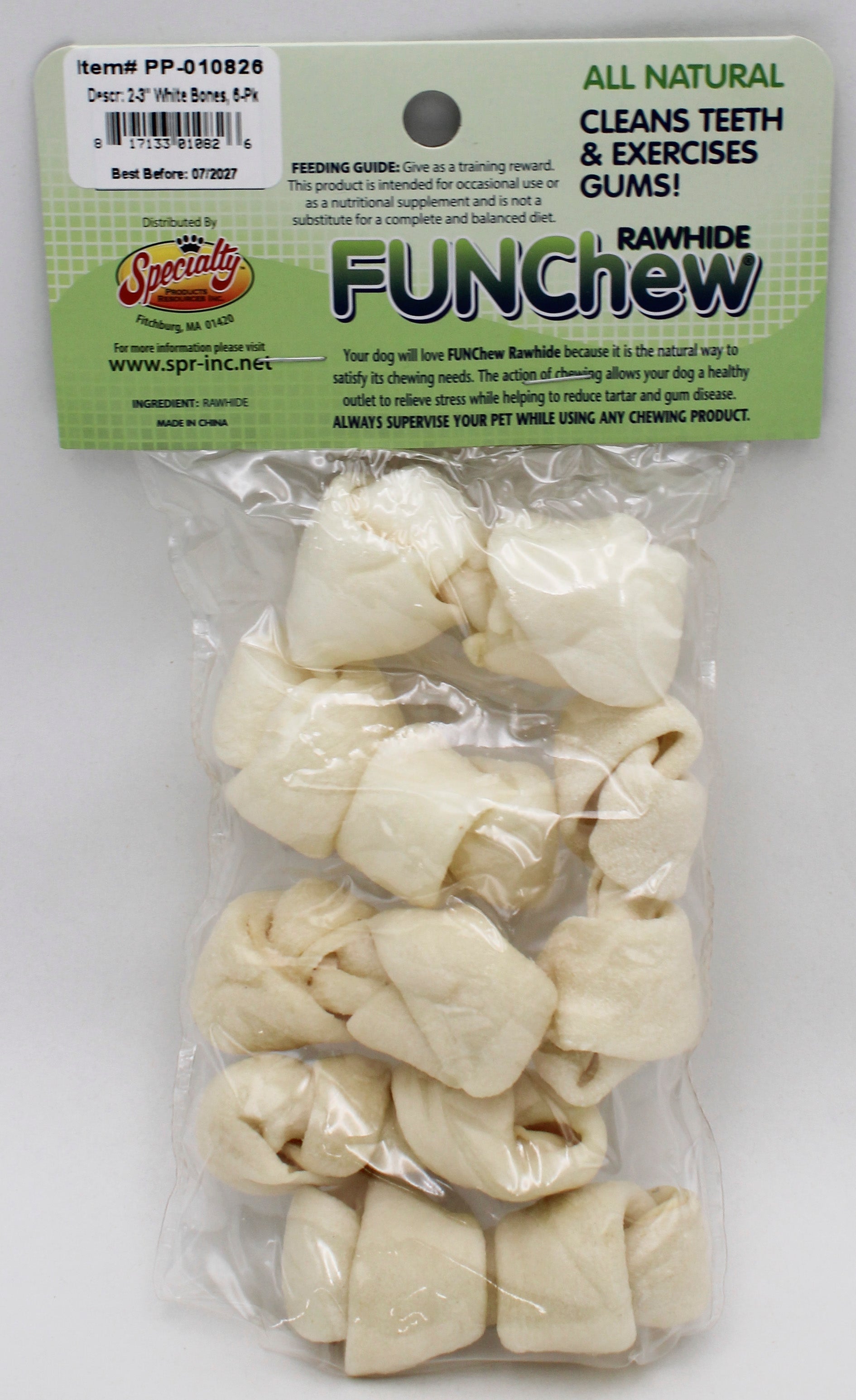2-3" NATURAL RAWHIDE BONES 6PC BB JULY 2027
