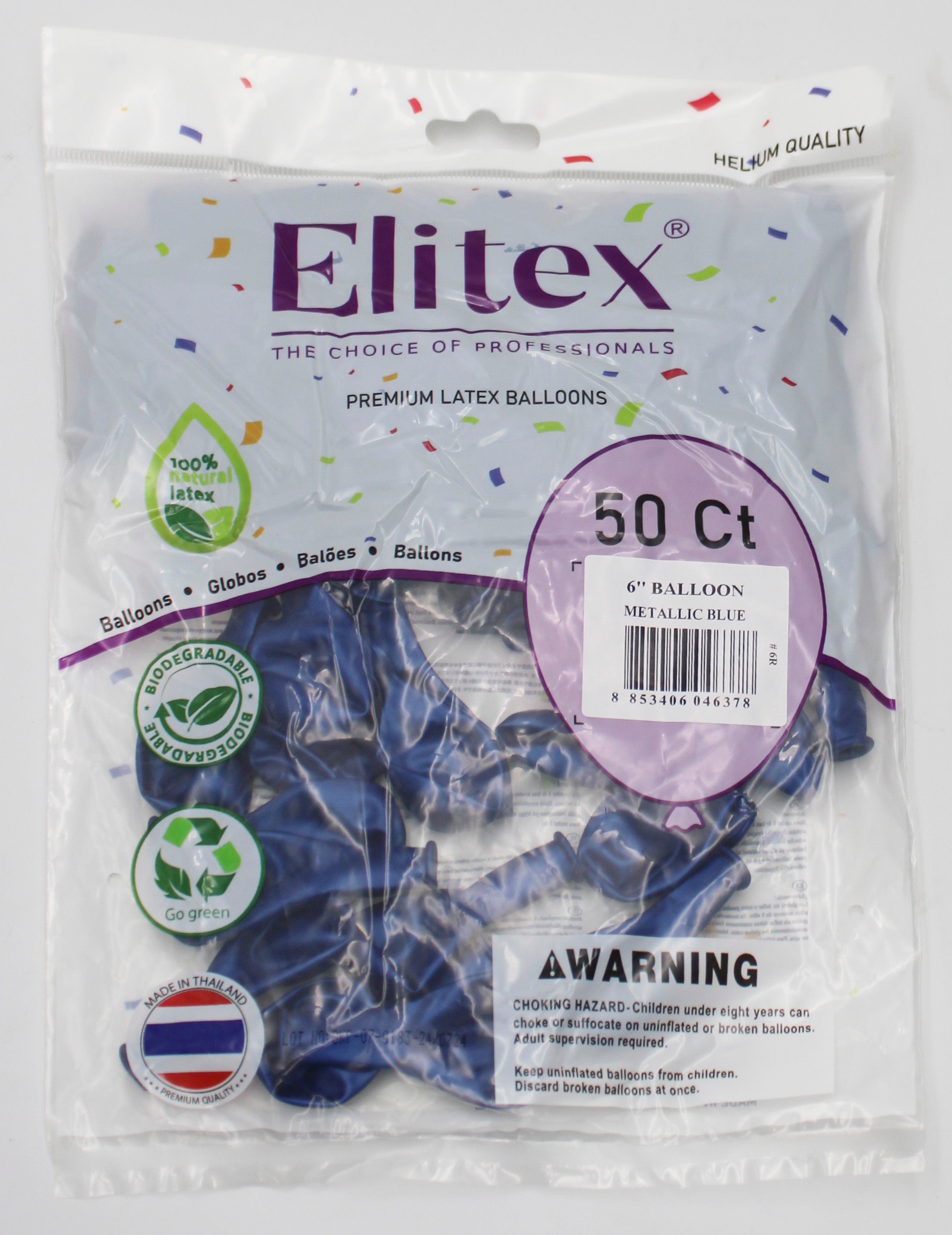 ELITEX 6" METALLIC BLUE ROUND BALLOON, 50 PACK