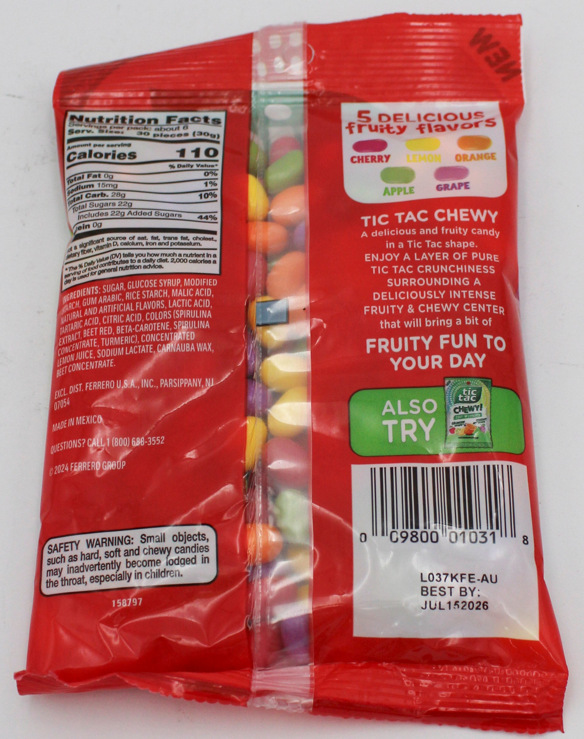 TICTAC CHEWY MEDIUM PEG BAG FRUIT ADVENTURE 7.05 Oz BB 7/15/26