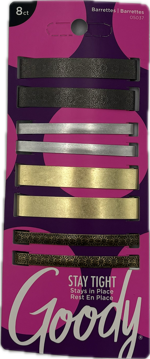 GOODY STAY TIGHT BARRETTE 2 3/8IN METAL 8CT  NI