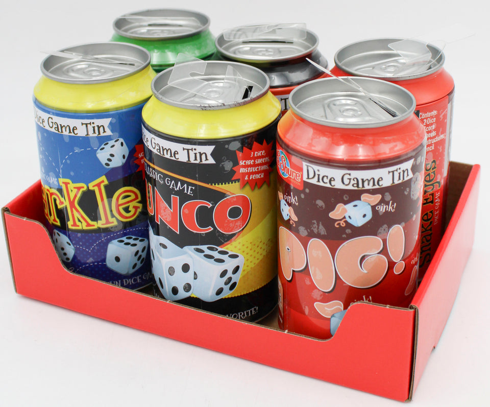BENDON TIN CAN DICE GAME PDQ ASST 6PC – The Bazaar Inc