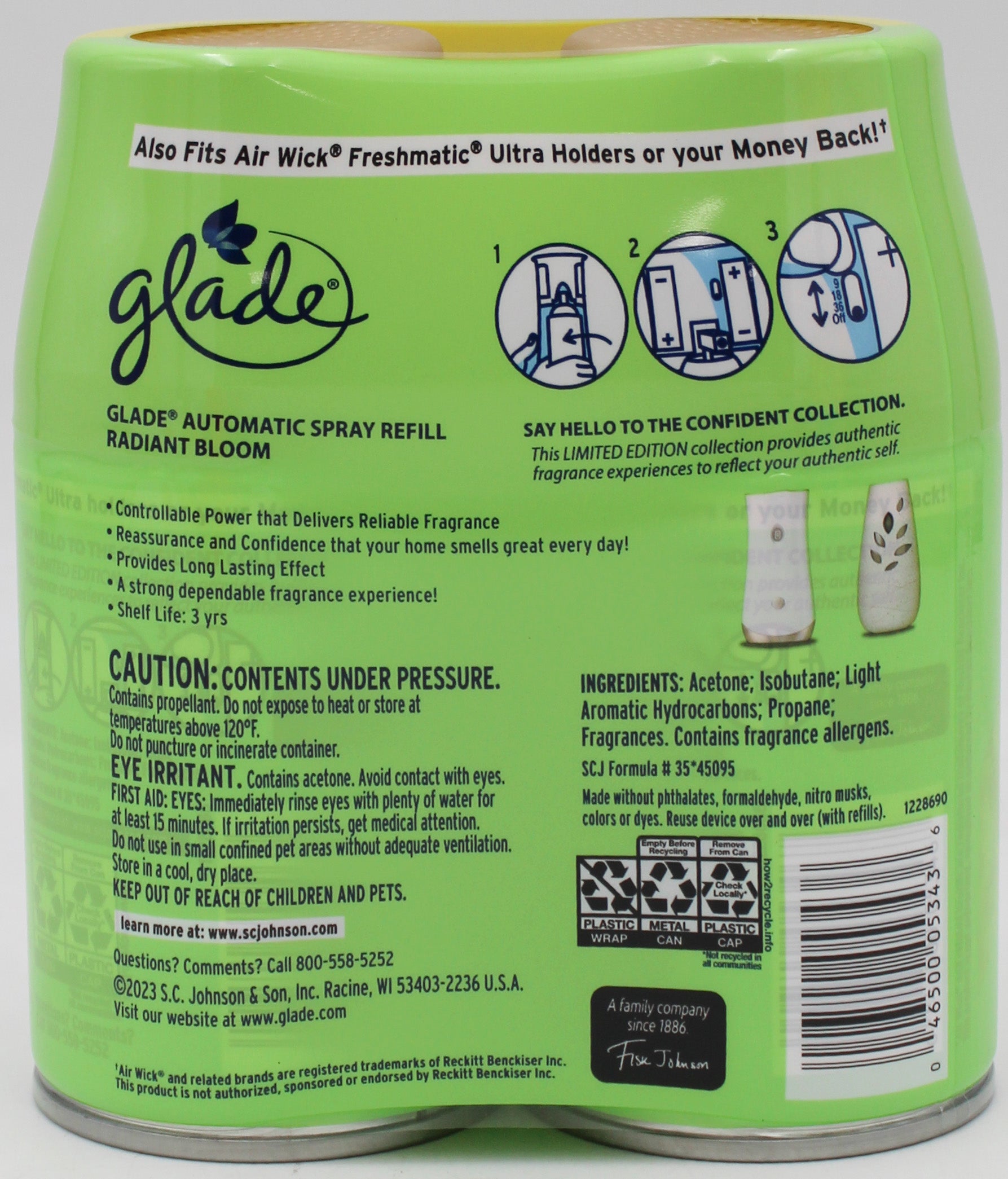 GLADE AUTO RADIANT BLOOM 2 REFILLS 6.2oz US