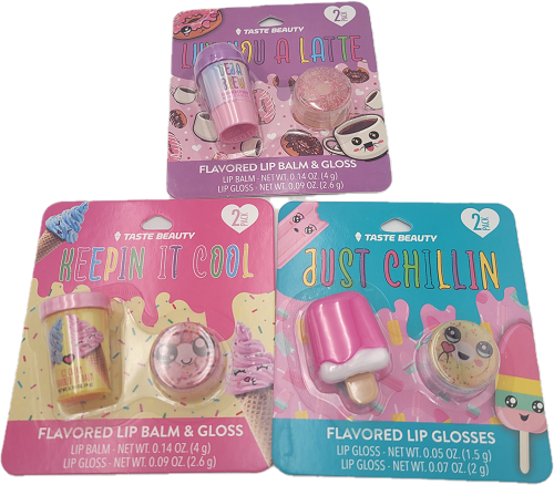 TASTE BEAUTY MOLDED 2CT 1- 0.14oz LIP BALM 1- 0.09oz LIP GLOSS ASSORTER NI