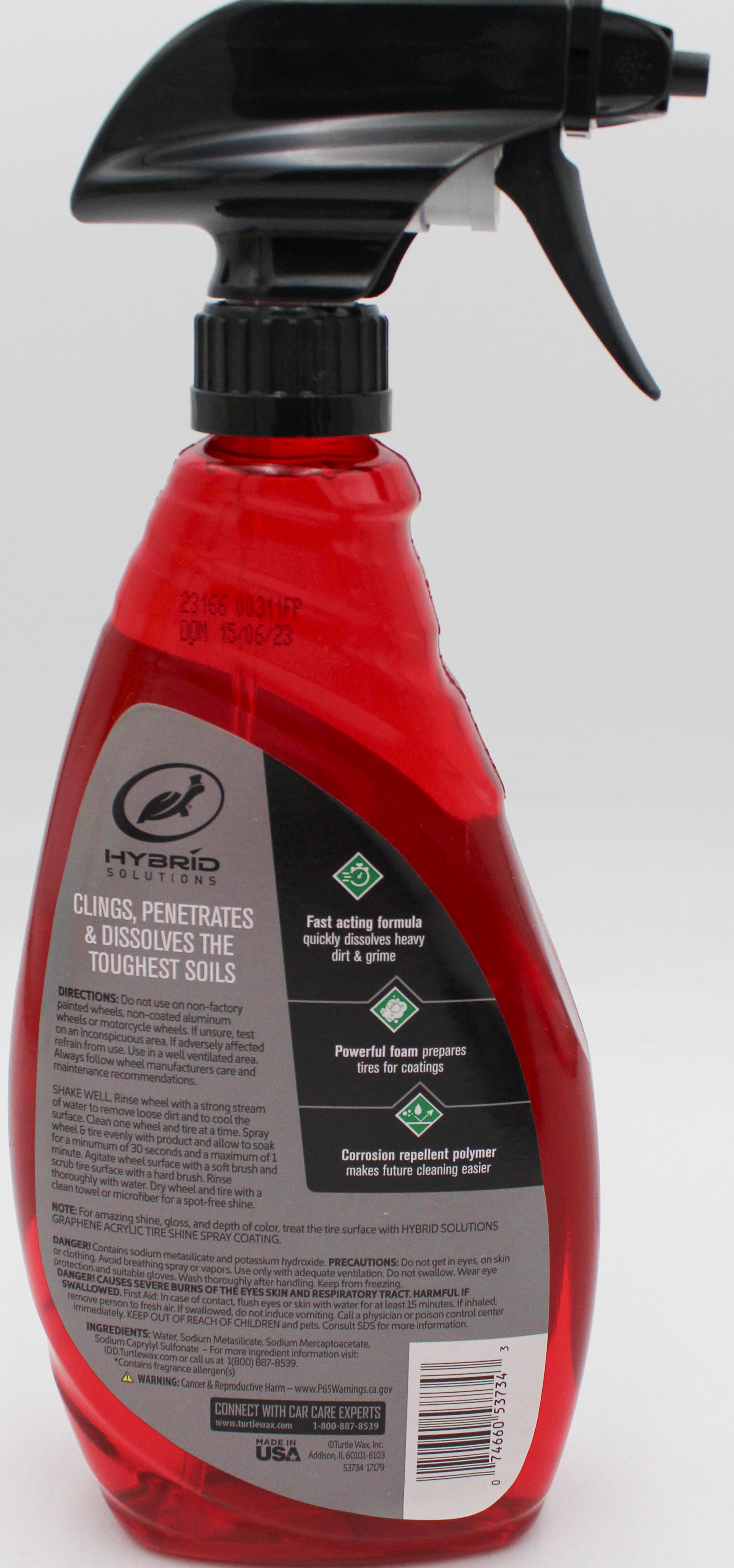 SP TURTLE WAX HYBRID SOLUTION HYPER FOAM WHEEL CLEANER & TIRE PREP 23oz