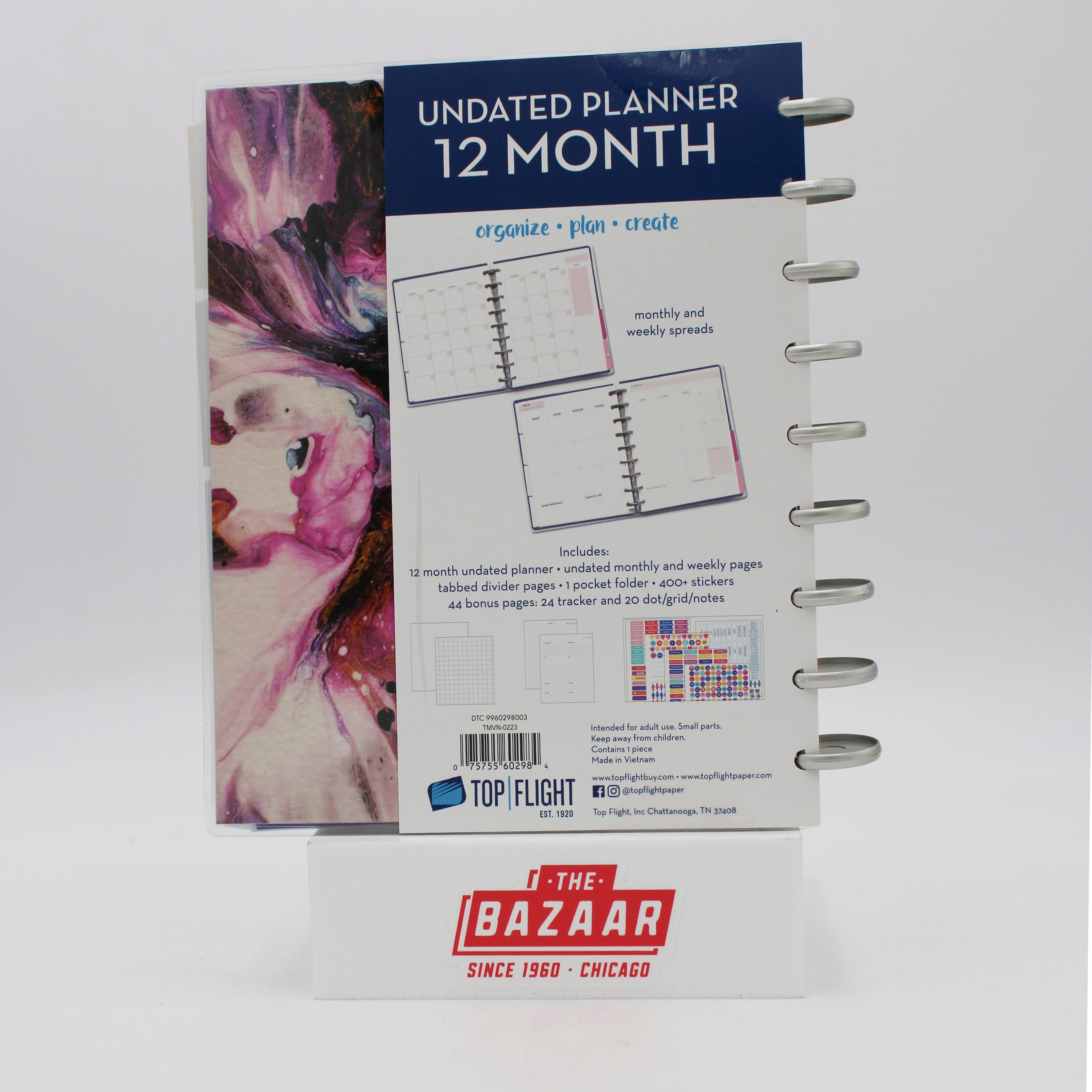 TOP FLIGHT 12 MONTH BLANK PLANNER ASSORTED 7.5" x 9.5"