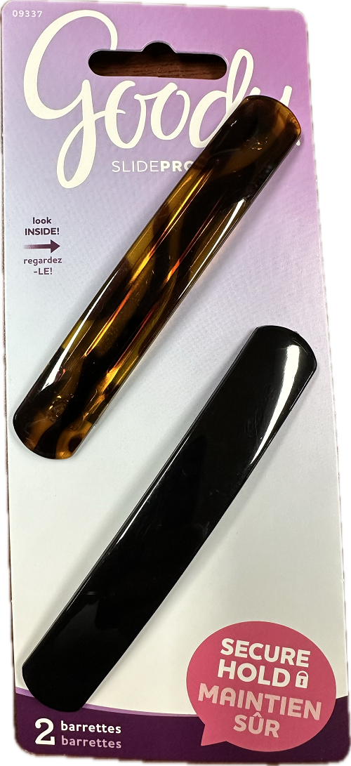 GOODY BARRETTE AUTOCLASP SLIDE PROOF 2CT BROWN/BLACK NI