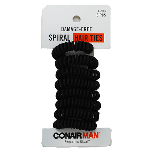 CONAIR MAN SPIRAL HAIR TIES 8CT-BLACK/NI