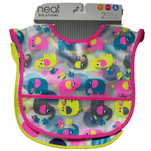 NEAT SOLUTIONS PLAS. BABY BIBS 2CT- ELEPHANTS/CIRCLES NI