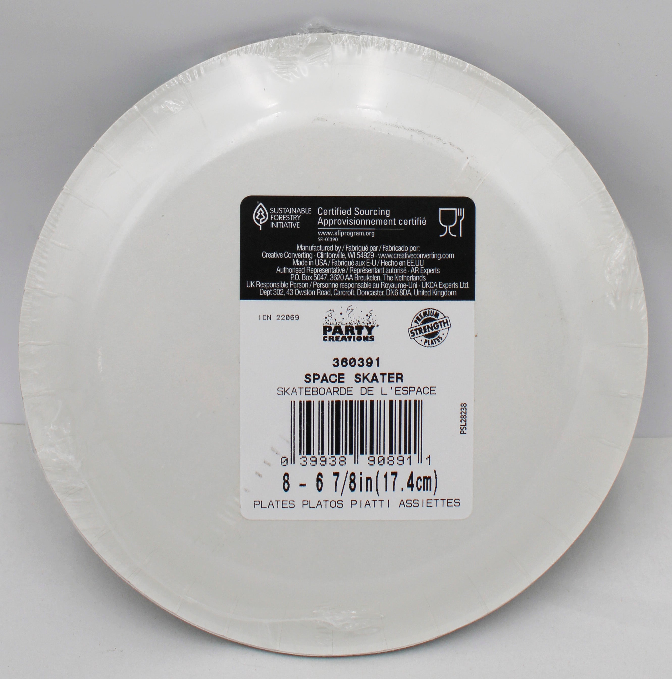 7" PAPER LUNCH PLATE 8CT SPACE SKATER