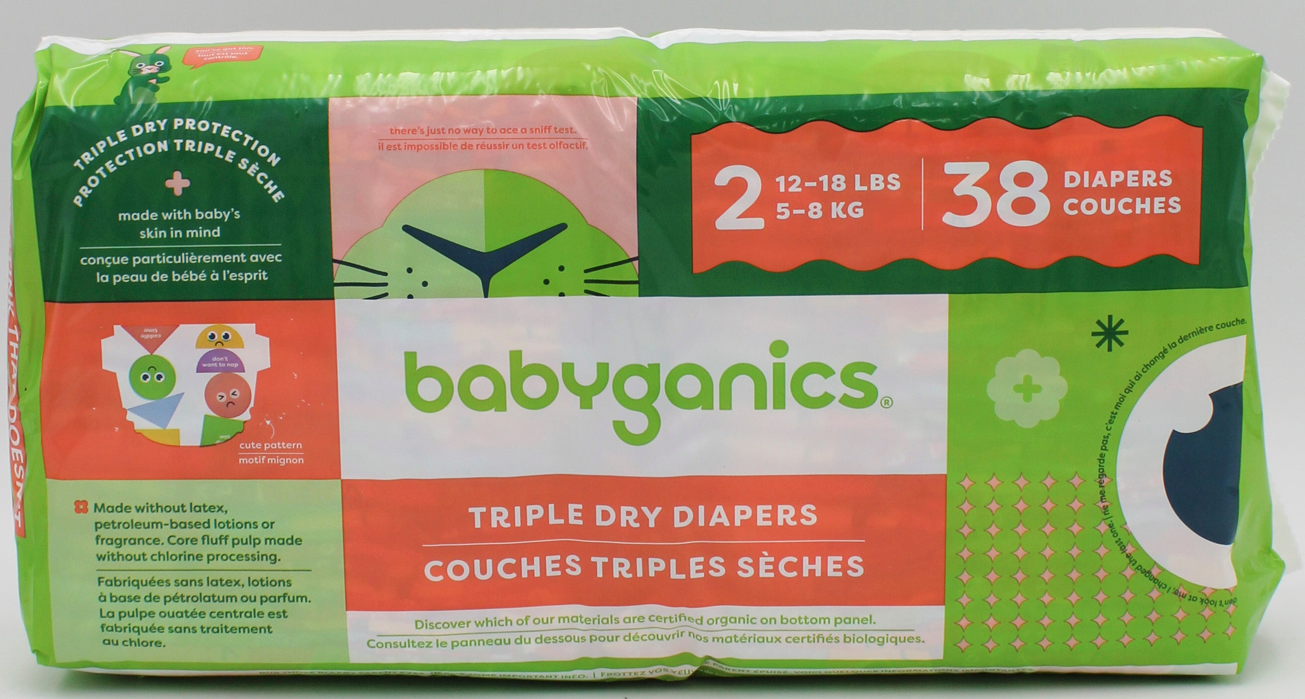 BABYGANICS BOX DIAPERS 38ct SIZE 2 US