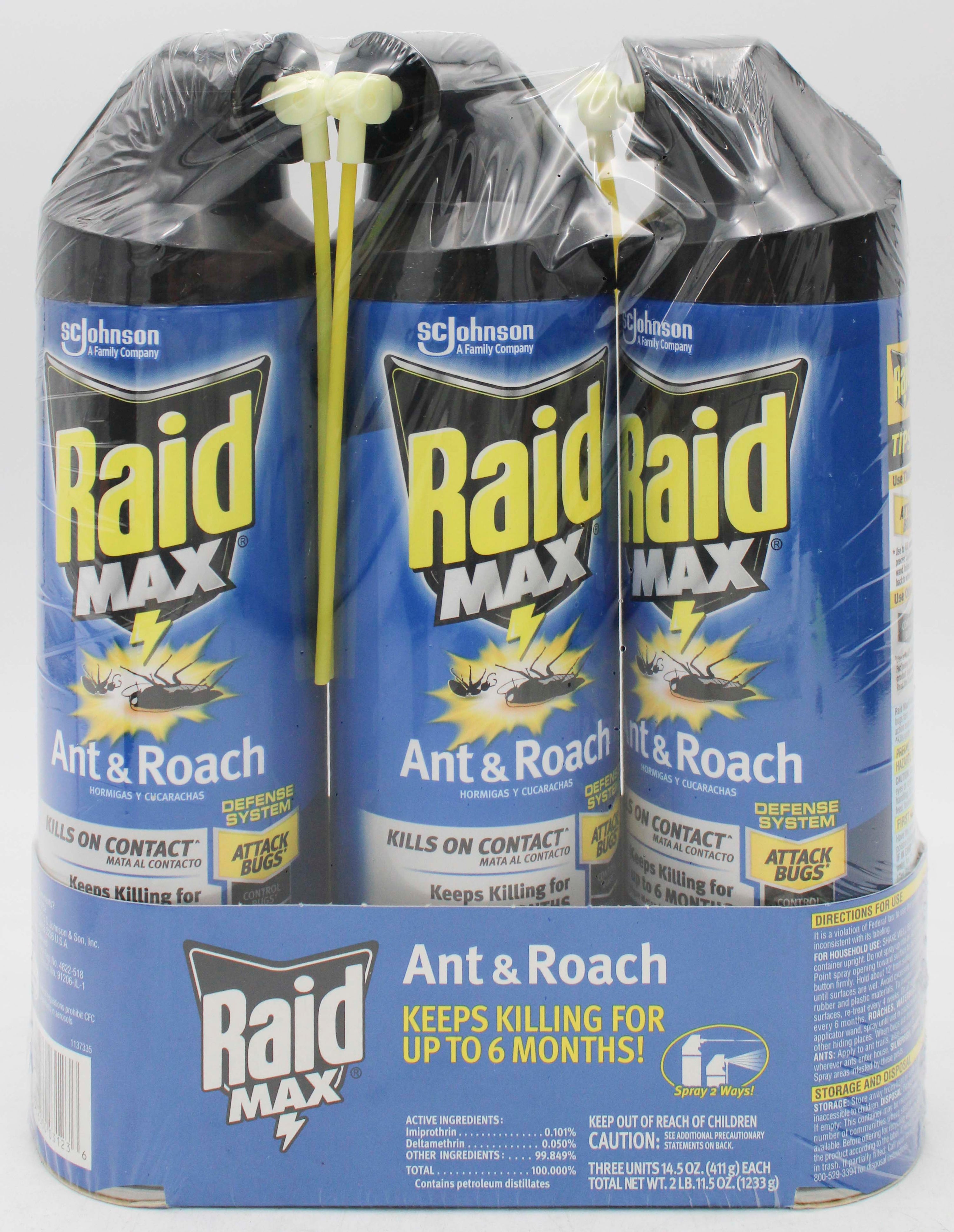 RAID MAX ANT & ROACH KILLER 3ct 14.5oz DISPLAY
