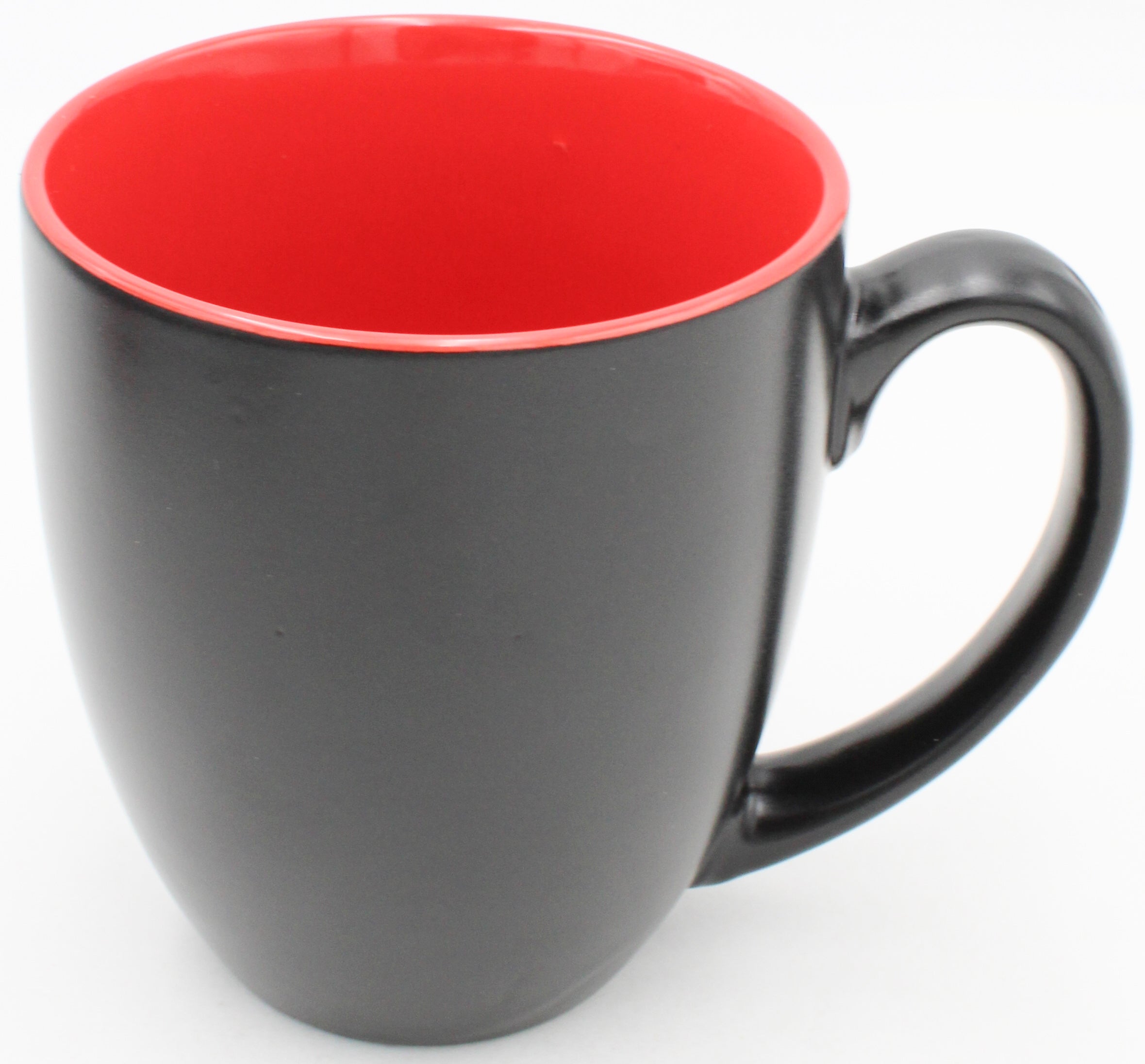 15OZ CERAMIC MUG, MATTE, BLACK - INNER COLOR RED