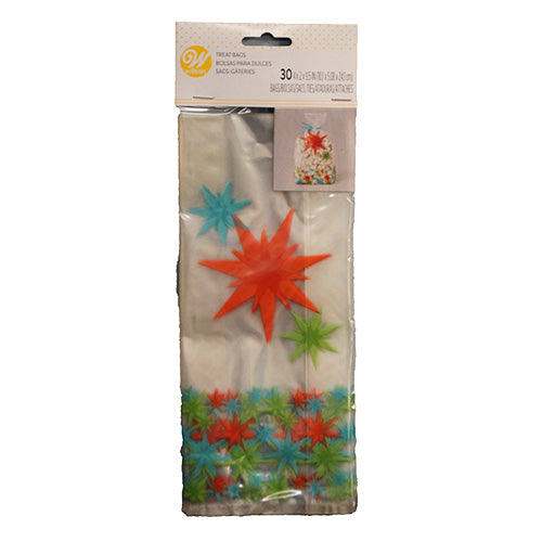 WILTON TREAT BAG BLUE GREEN STARS 30CT