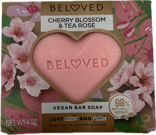 LOVE BEAUTY PLANET VEGAN BAR SOAP CHERRY BLOSSOM & TEA ROSE 4oz