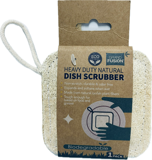 GRAND FUSION HEAVY DUTY NATURAL DISH SCRUBBER 1CT 3.5X3.5" BIODEGRADABLE