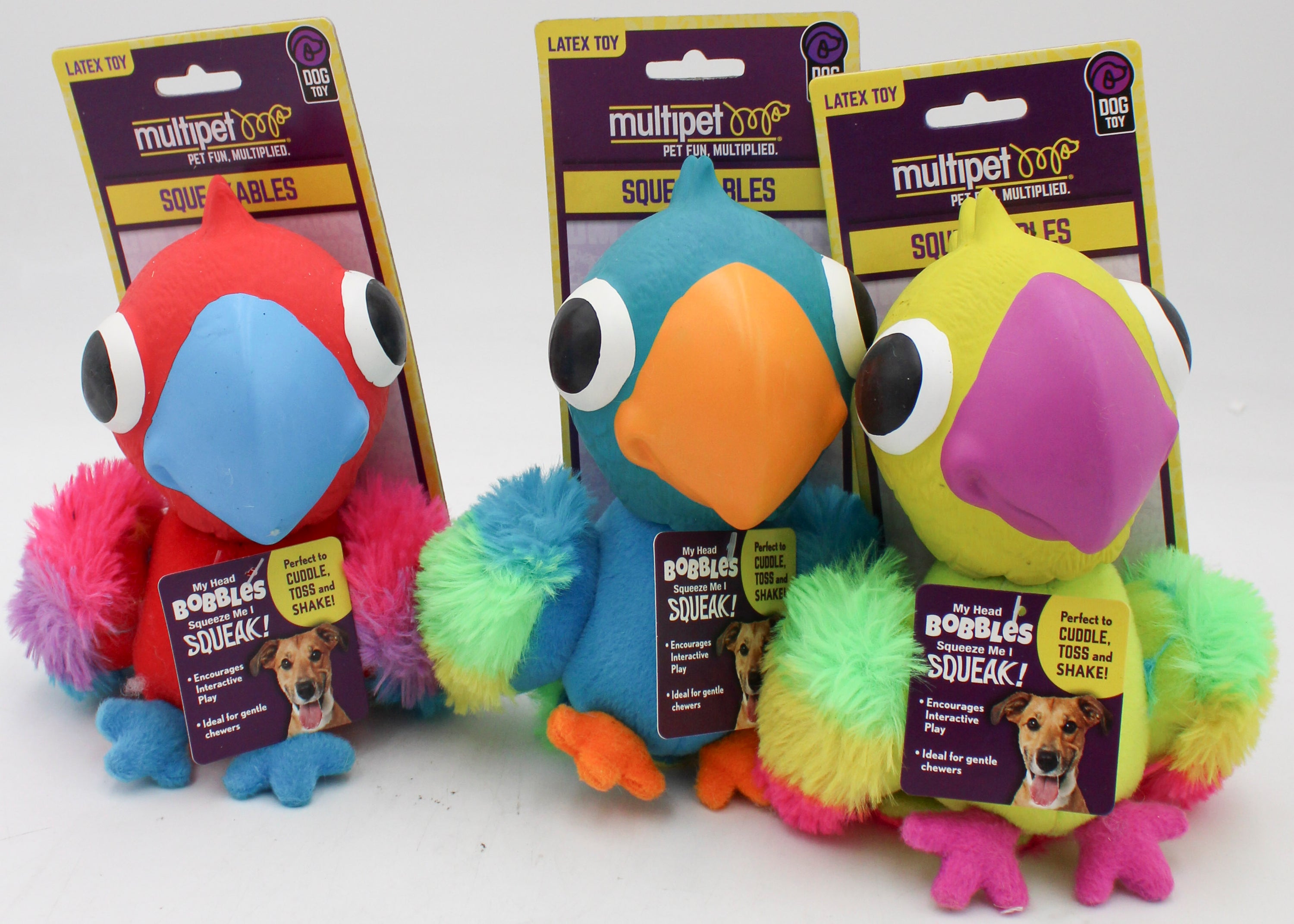 MULTIPET BOBBLE BIRDS SQUEAKABLES DOG TOY - 8"