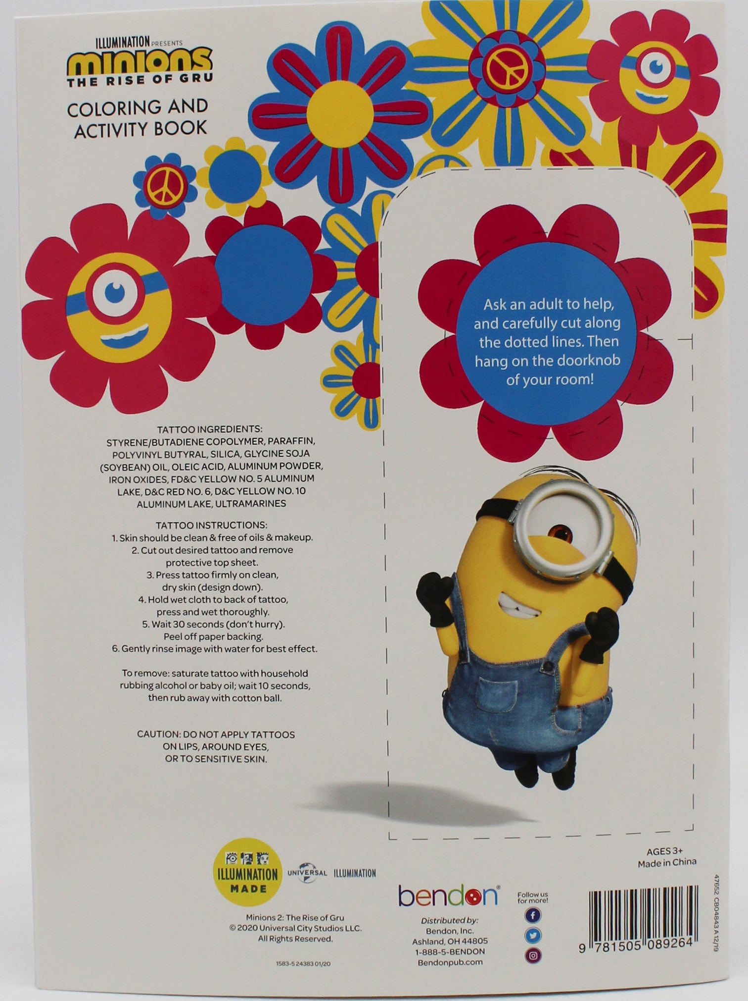 BENDON MINIONS RISE OF GRU ACTIVITY AND COLORING  BOOK W/TATTOOS PP$4.99