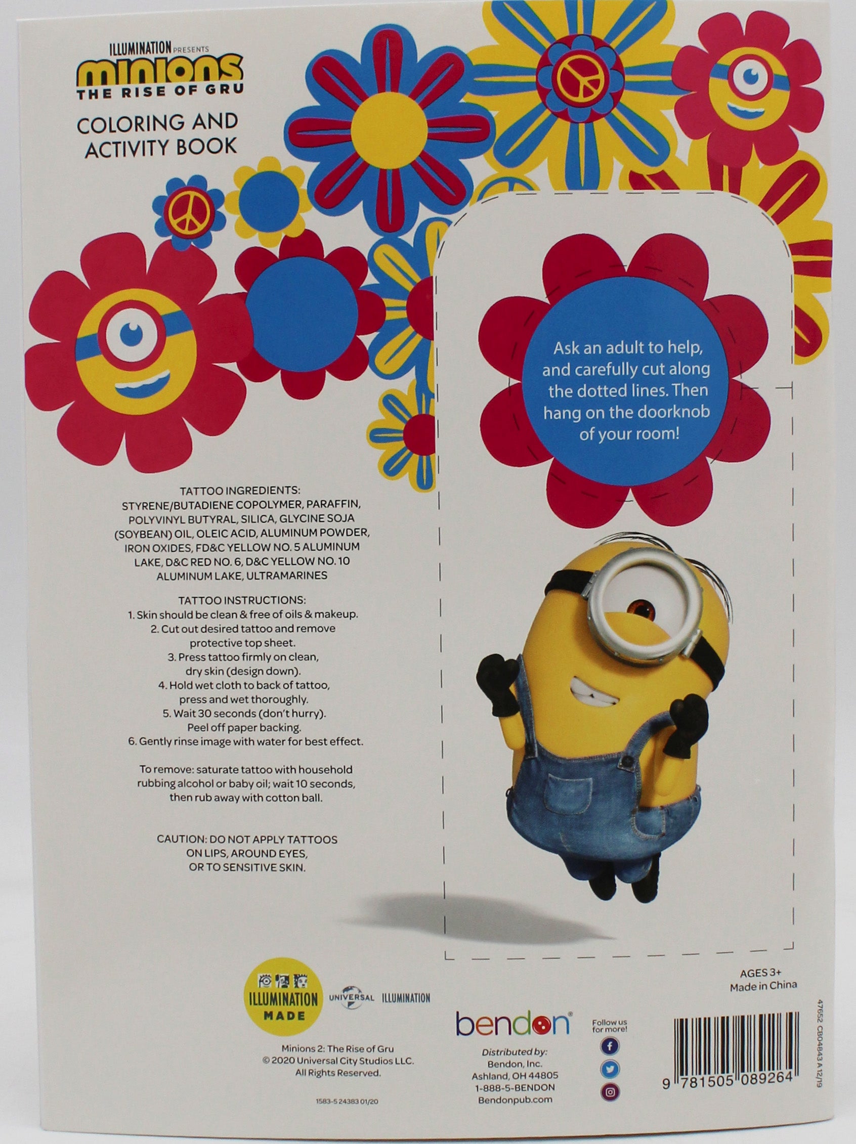 BENDON MINIONS RISE OF GRU ACTIVITY AND COLORING  BOOK W/TATTOOS PP$4.99