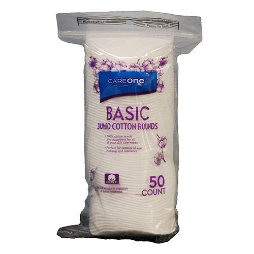 CAREONE BASIC JUMBO COTTON ROUNDS 50CT MUST BE SOLD WEST OF THE MISSISSIPPI NI